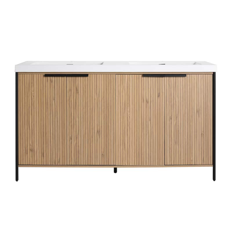 Freestanding Bathroom Vanity with Double Resin Sink