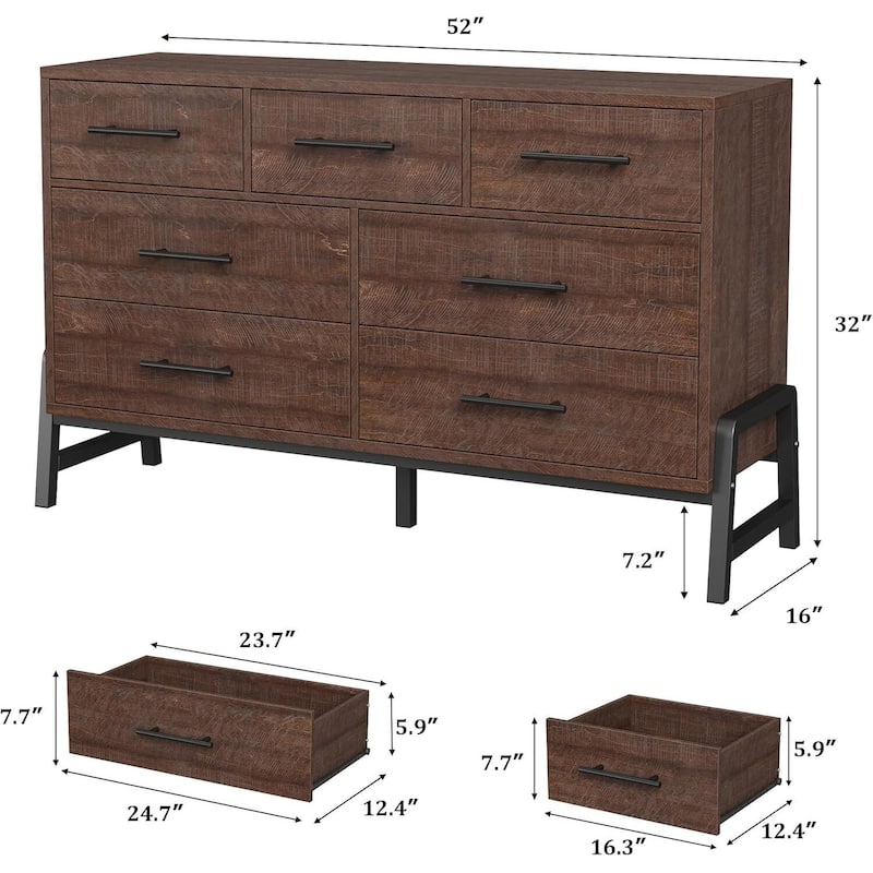7 Drawer Freestanding Dresser Storage Chest TV Stand for Living Room, Bedroom