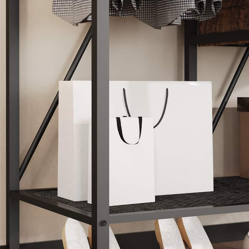 Freestanding Clothing Organizer Stand Wardrobe with Hanging Rails - 59"x20"x84"