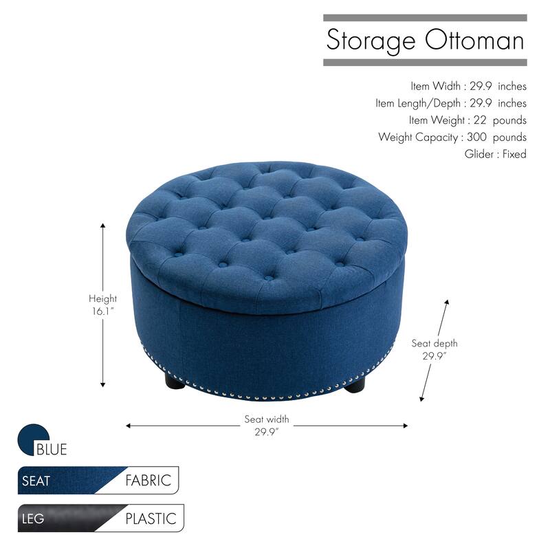 Porthos Home Nala Fabric Round Storage Ottoman