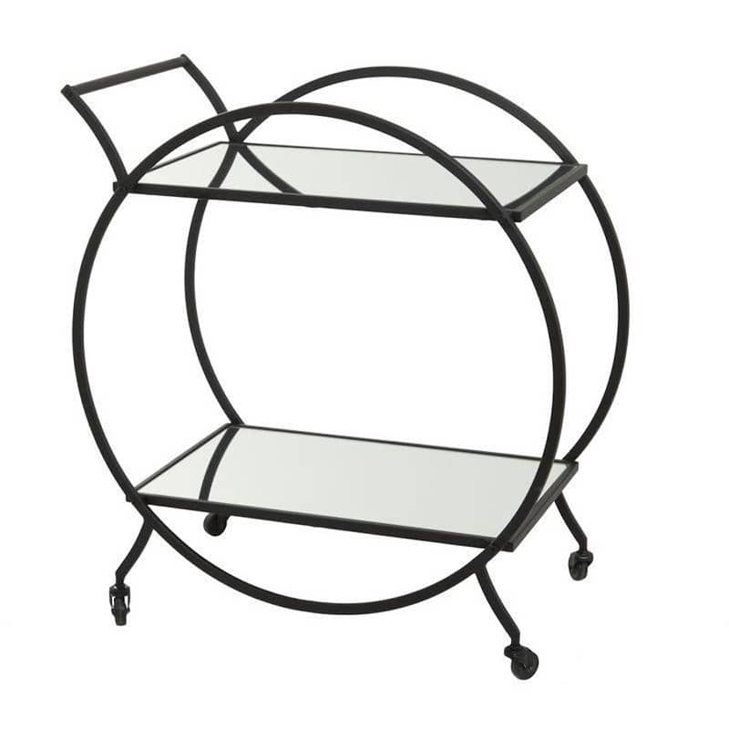 Treviso 28"W Polished Mirrored 2-Shelf Bar Cart with Handles