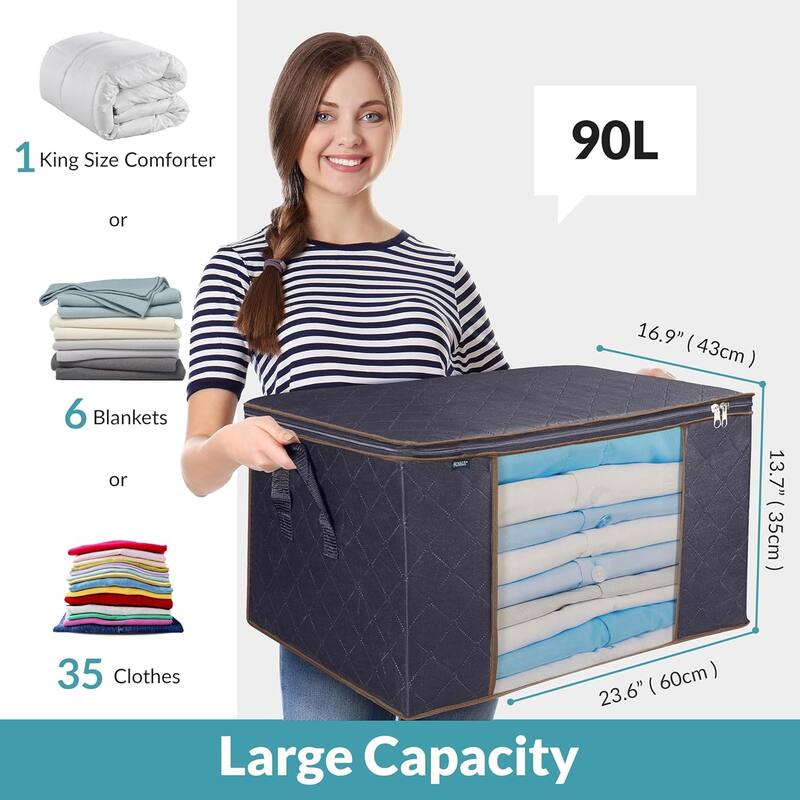 Royale Clothes Storage Organizer Bag with Handle - 90L Capacity