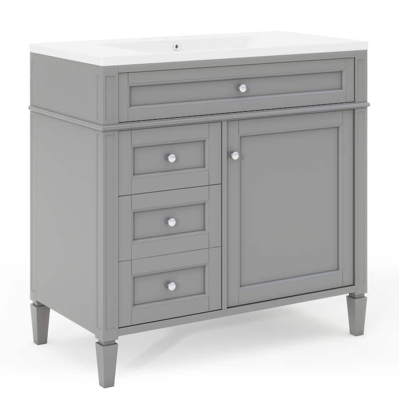 36''Bathroom Vanity With Medicine Cabinet,Storage Cabinet With 2 Soft Closing Doors And 4 Drawers,Single Sink Bathroom Vanity