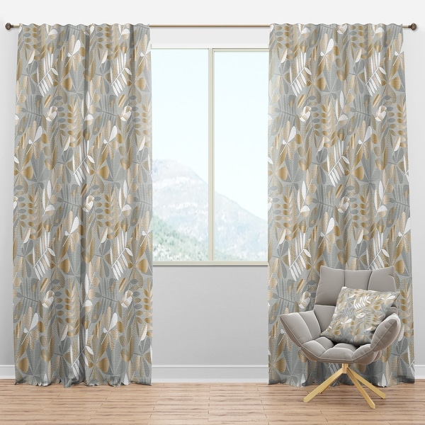 Designart 'Golden Tropical Pattern VIII' Mid-Century Modern Blackout Curtain Panel. Opens flyout.