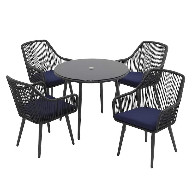 5-Piece Outdoor Patio Wicker Dining Set