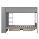 preview thumbnail 22 of 24, Twin Over Twin Bunk Bed w/ Storage Shelves and 2 Drawers, Multi-Layer Cabinet Bunk Bed w/ Safety Guardrail for Kids Teens Adults