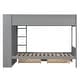 preview thumbnail 10 of 24, Twin over Twin Bunk Bed Kids Bed Frame with Side Bookcase Cabinet, Pull-out Drawers, Wooden Panel Bed for Kids Bedroom