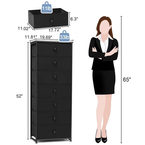 Slim Tall Vertical 7-Drawer Chest Dresser Closet Storage Organizer Unit for  Bedroom - Bed Bath & Beyond - 38881422