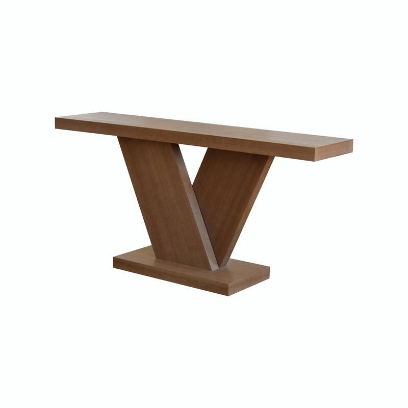 66" Modern X-Leg Console Table - Solid Wood Veneer Narrow Sofa Table with Geometric Design