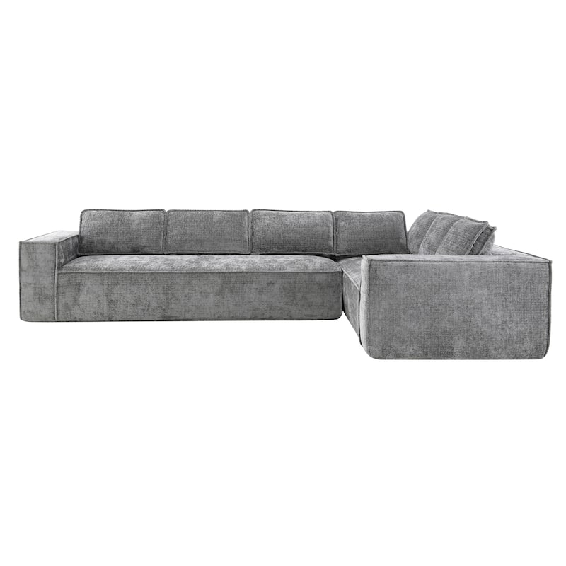 Chenille Modular Sectional Couch Set, Modern L-Shaped Cloud Sofa