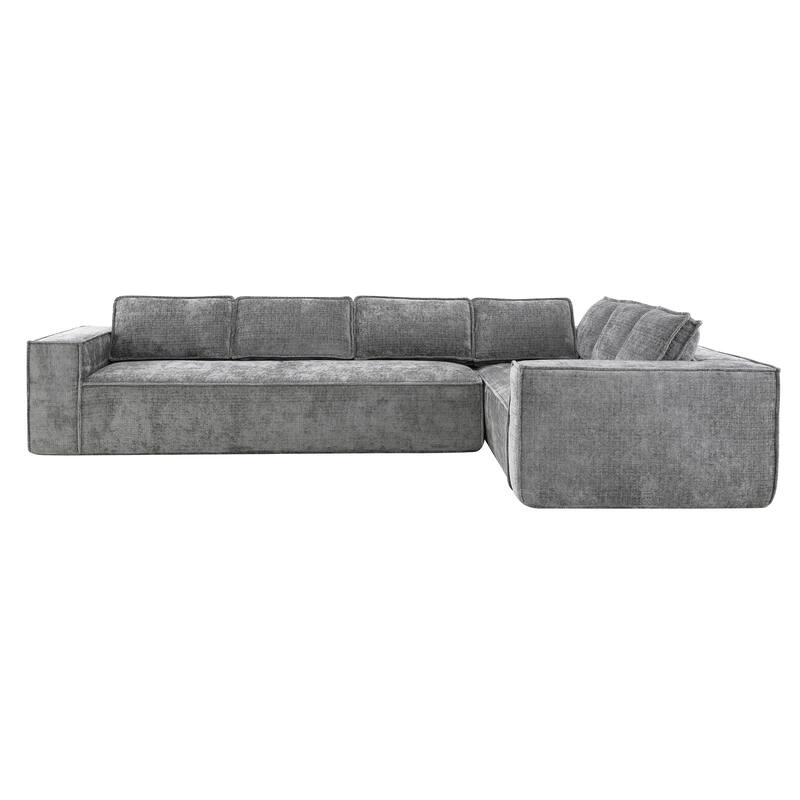 Oversized L-Shaped Modular Sectional Sofa, Wrinkle-Resistant Chenille 6 Seat Cloud Sofa, Full Compression Deep Seat Corner Sofa