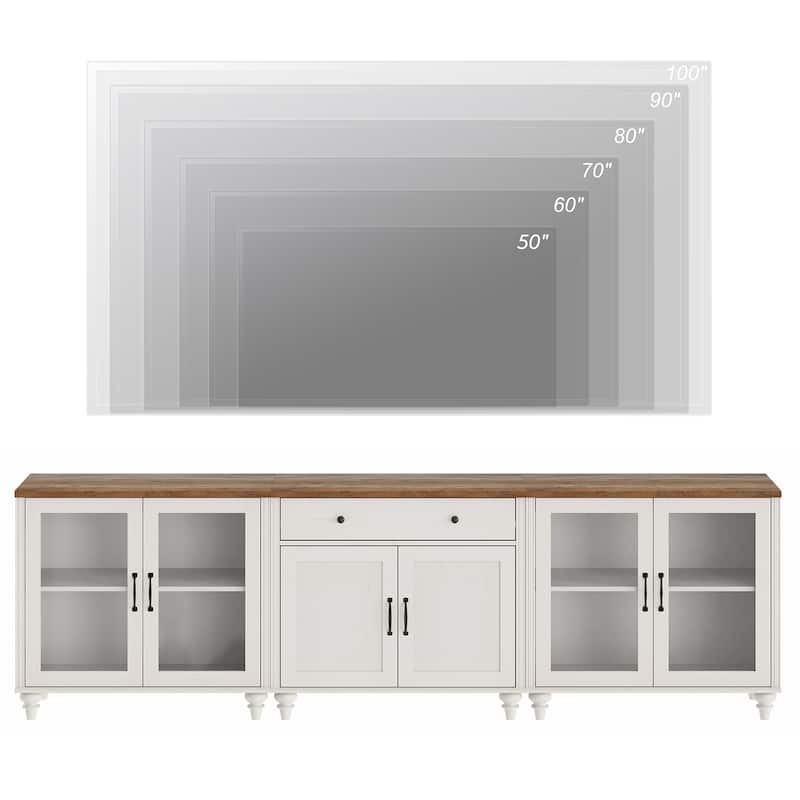 Farmhouse TV Stand with Doors and Drawer﻿