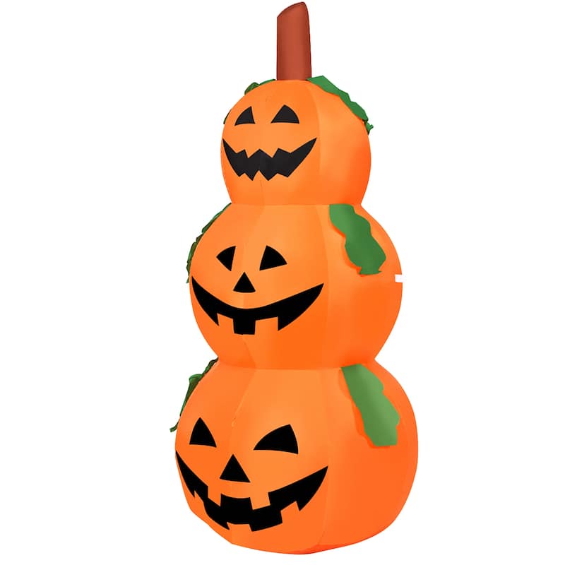 Costway 5 Ft Halloween Inflatable 3-Pumpkin Stack Blow Up Pumpkin - 5 FT