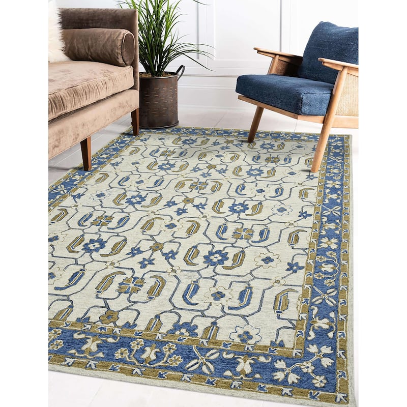 Romesha Pecos Hand-Hooked Wool Area Rug - 2' x 3' - Blue