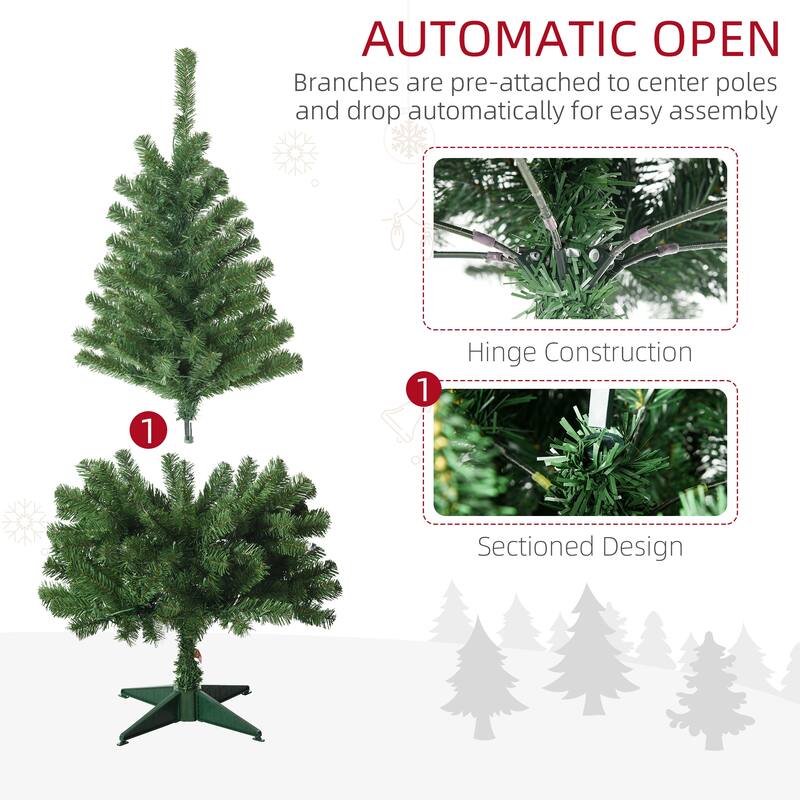 4/5/6FT Auto Open Prelit Artificial Christmas Tree with Warm White or Colorful LED Lights