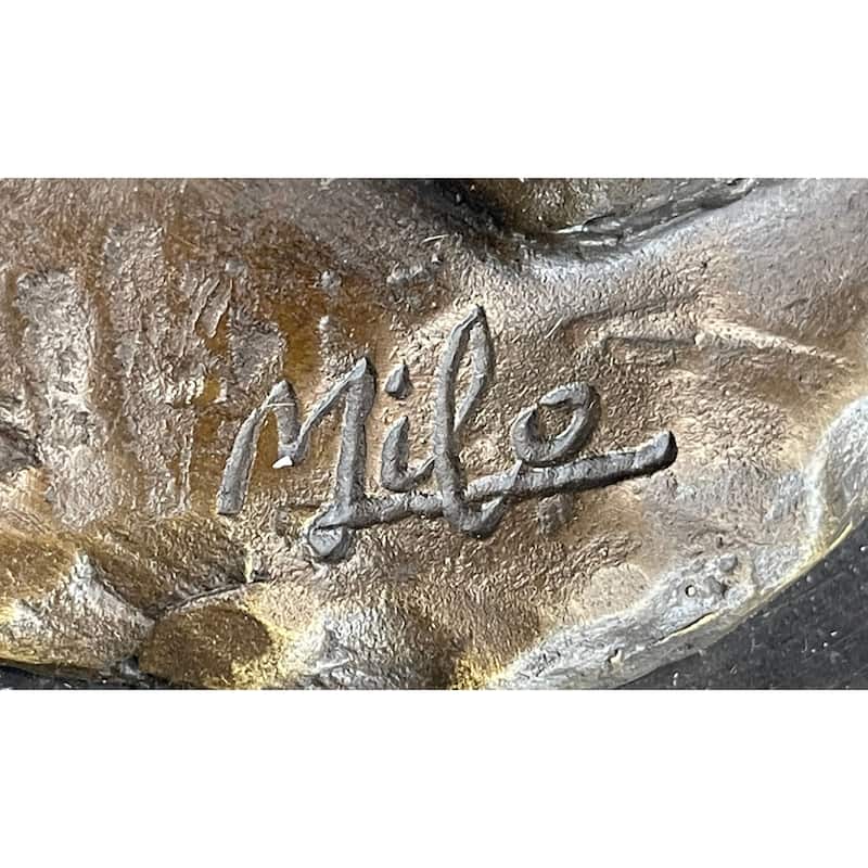Happy Elephant Bronze Sculpture Statue Art Decor Marble Base Figurine Home Deco