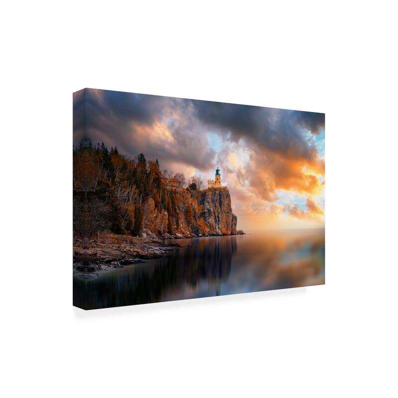 Like He 'A Cloudy Day At Split Rock Lighthouse' Canvas Art