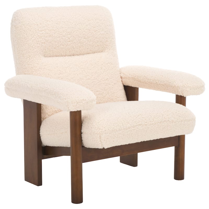 SAFAVIEH Sylvaine Solid Wood Accent Chair (Fully Assembled) - W33" x D30" x H33" - 33Wx30Dx33H