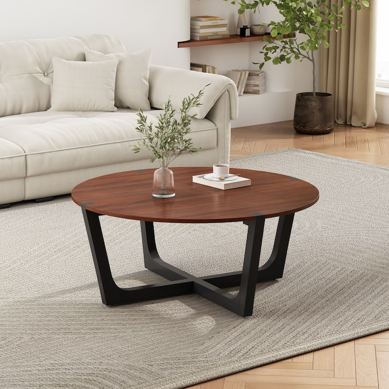 Acacia Solid Wood Coffee Table, Brown & Black Color