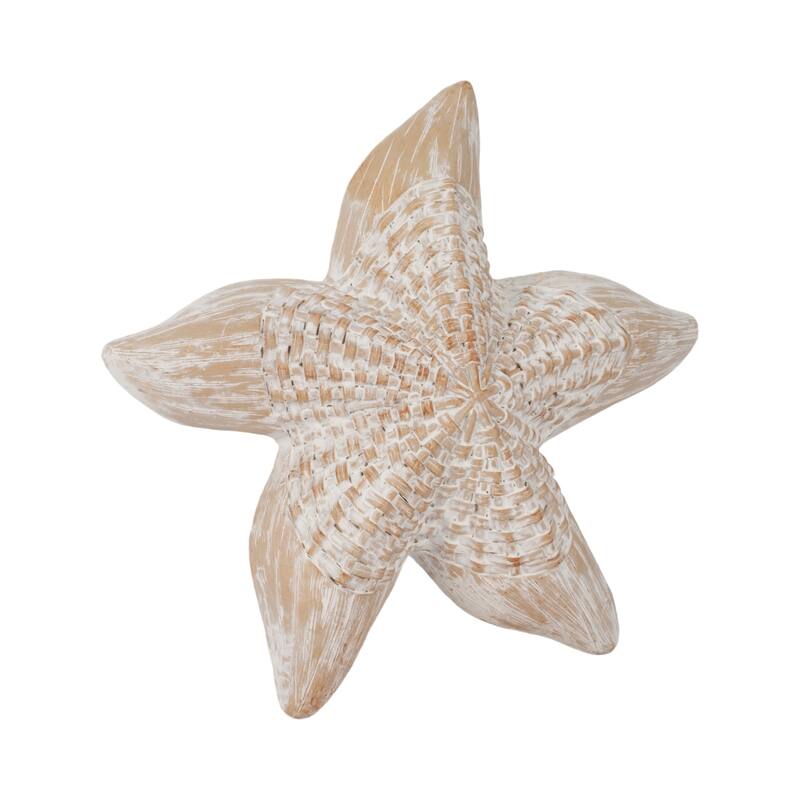 Sagebrook Home 10-Inch Resin Wicker Starfish in White - Polyresin - 10" x 9" x 2"
