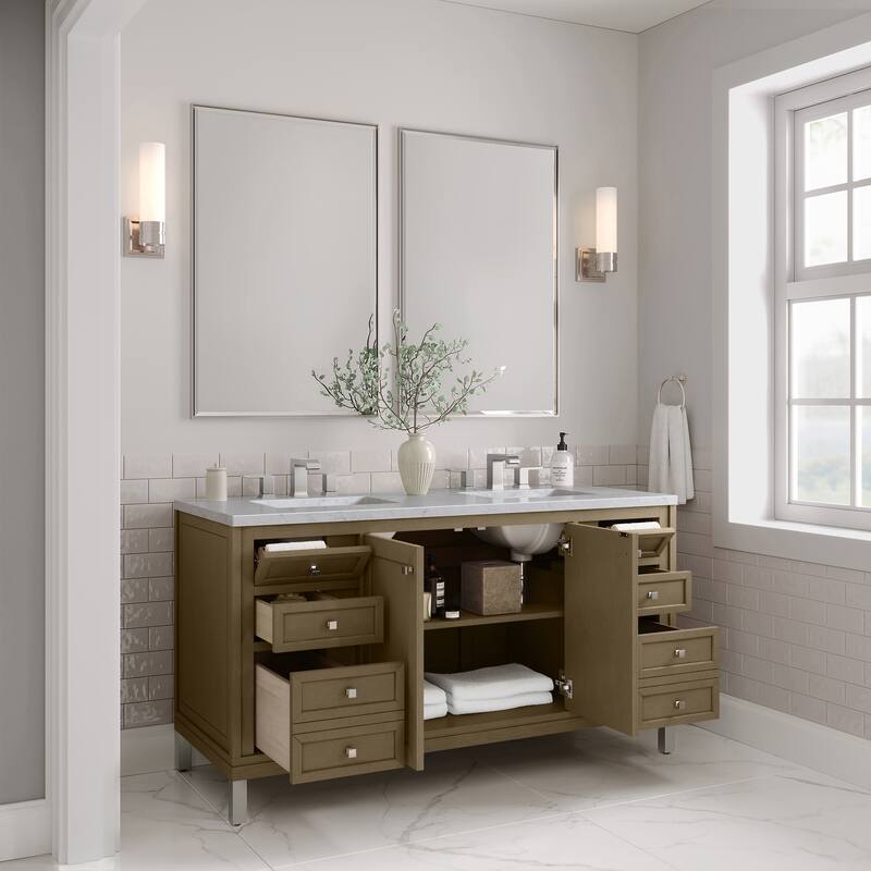 Chicago 60" Double Vanity, Walnut Whisper