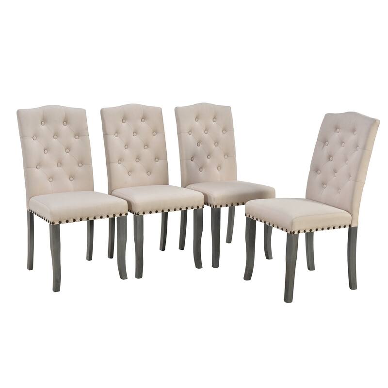 6-Piece Farmhouse Dining Table Set, Rectangular Trestle Table and 4 Upholstered Chairs & Bench