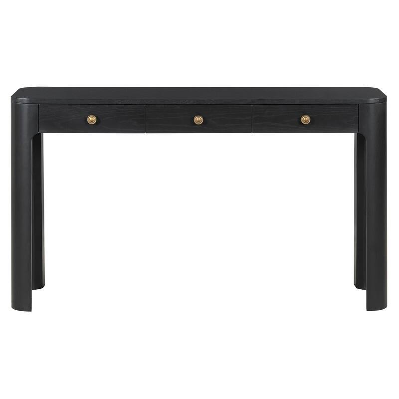 Rustic 52" Console Table with Drawers and Curved Legs for Entryway or Living Room Decor