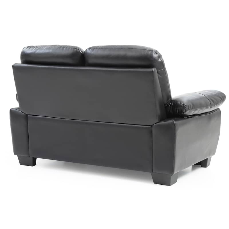 Marta 59 in. W Flared Arm Faux Leather Straight Sofa - 33"L x 59"W x 35"H