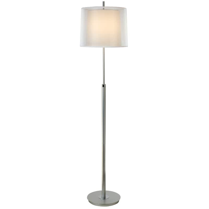 62 Inch Floor Lamp with White Fabric Empire Shade and Chrome Base - 13.50" x 13.50" x 62" - White
