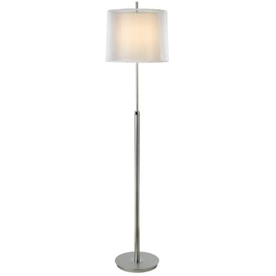 62 Inch Floor Lamp with White Fabric Empire Shade and Chrome Base - 13.50" x 13.50" x 62"