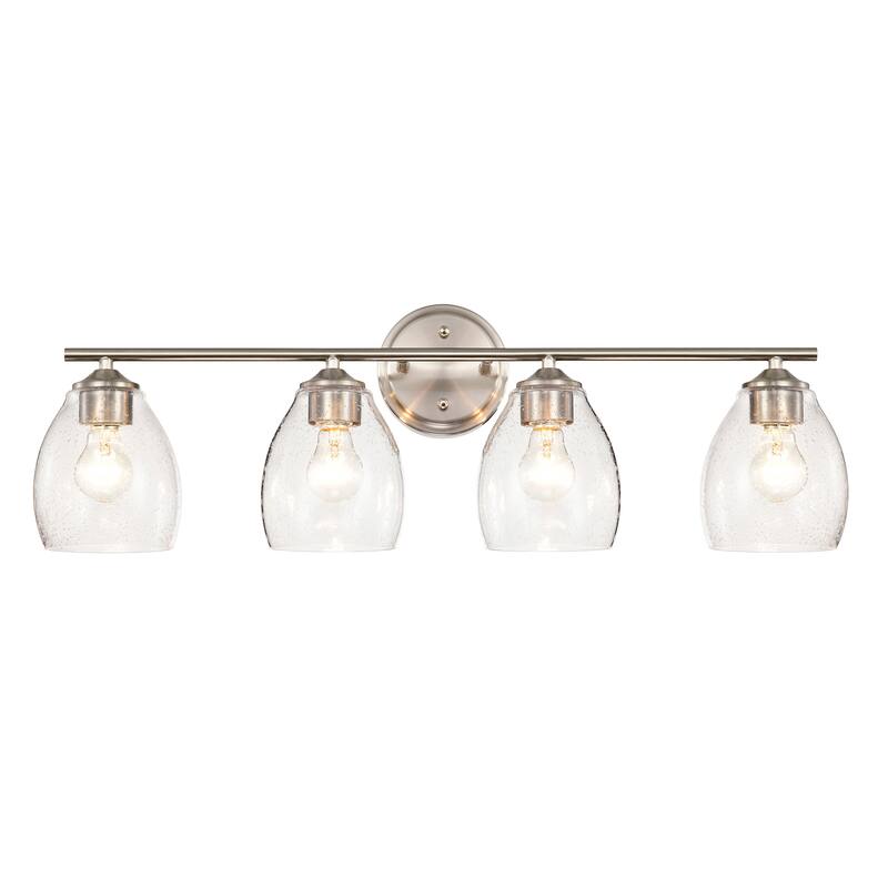 Brushed Nickel 3-Light/4-Light Vanity Light with Bell-shaped Seedy Glass Shades