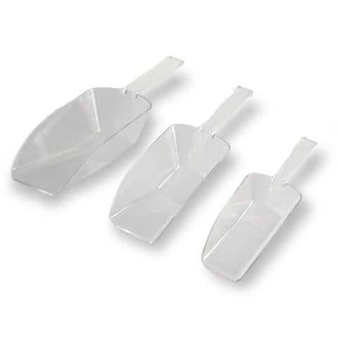 3 Piece Nesting Clear Plastic Kitchen Scoop Set - Perfect for Cereal, Oatmeal, Coffee, Sugar, Powder