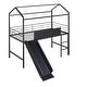 preview thumbnail 7 of 36, Metal House Loft Bed With Slide, Twin Size