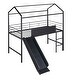 preview thumbnail 7 of 36, Twin Size Metal House Bed Loft Bed With Slide and Two-sided Writable Wooden Board,Solid Construction