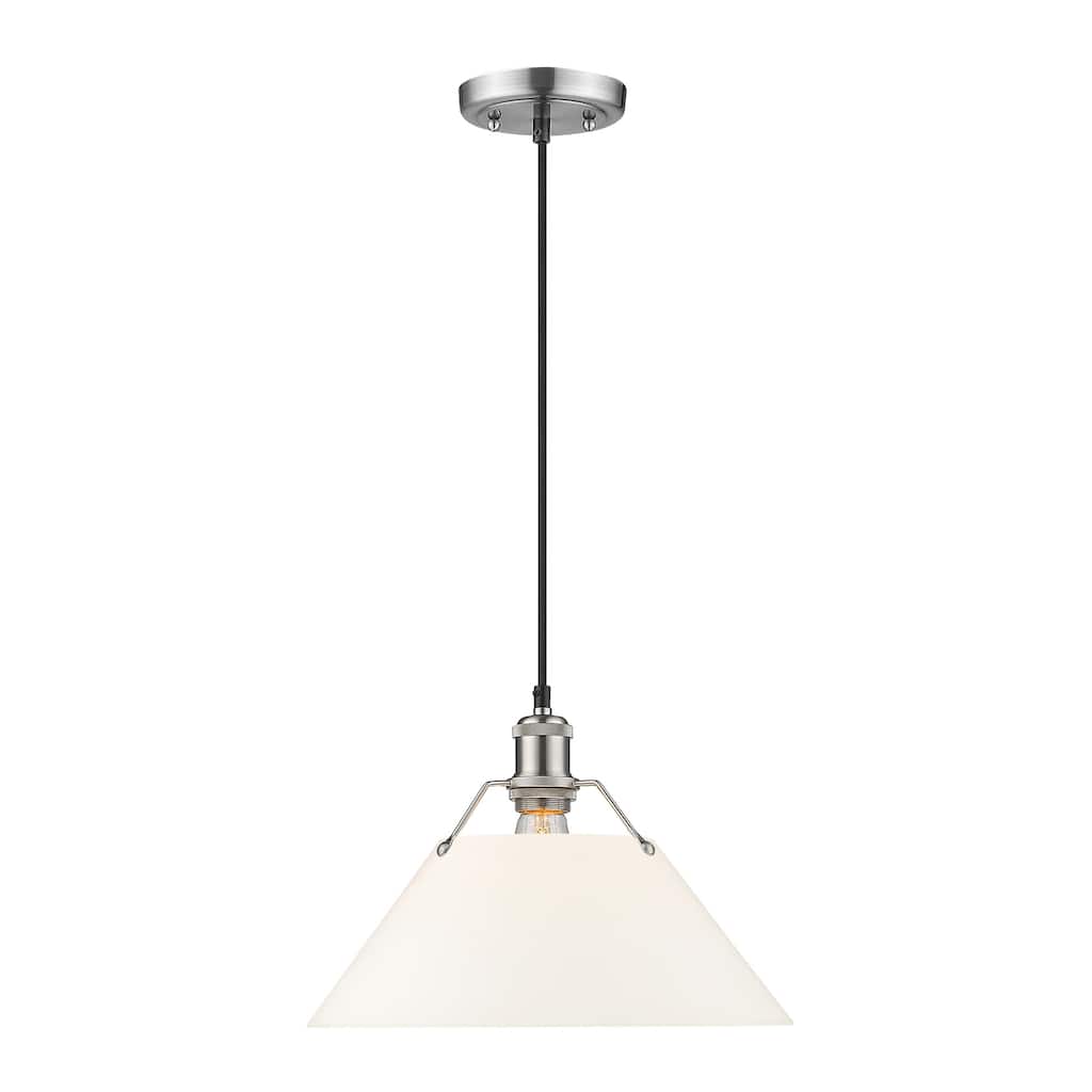 Orwell 14" Wide Large Pendant in Pewter with Opal Glass - Silver