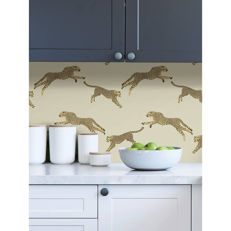 Scalamandre Dune Leaping Cheetah Peel & Stick Wallpaper