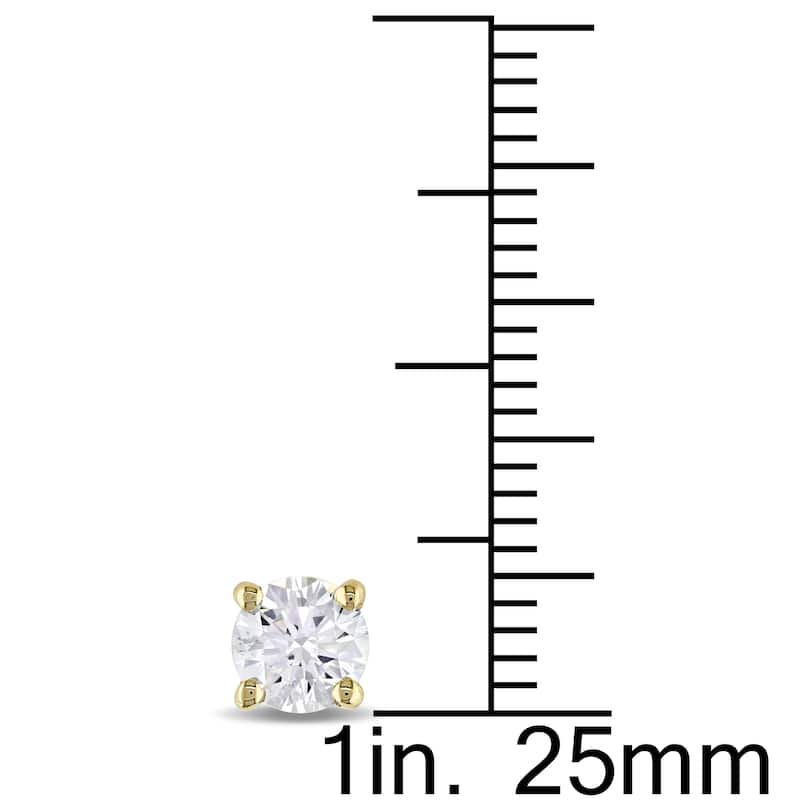 Miadora 18k Gold Solitaire Princess Cut Diamond Stud Earrings 1 1/2 or 2ct TDW