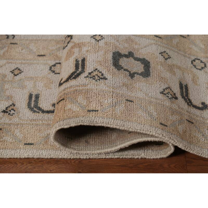All-Over Floral Oushak Indian Area Rug Handmade Wool Carpet - 9'0" x 11'9"