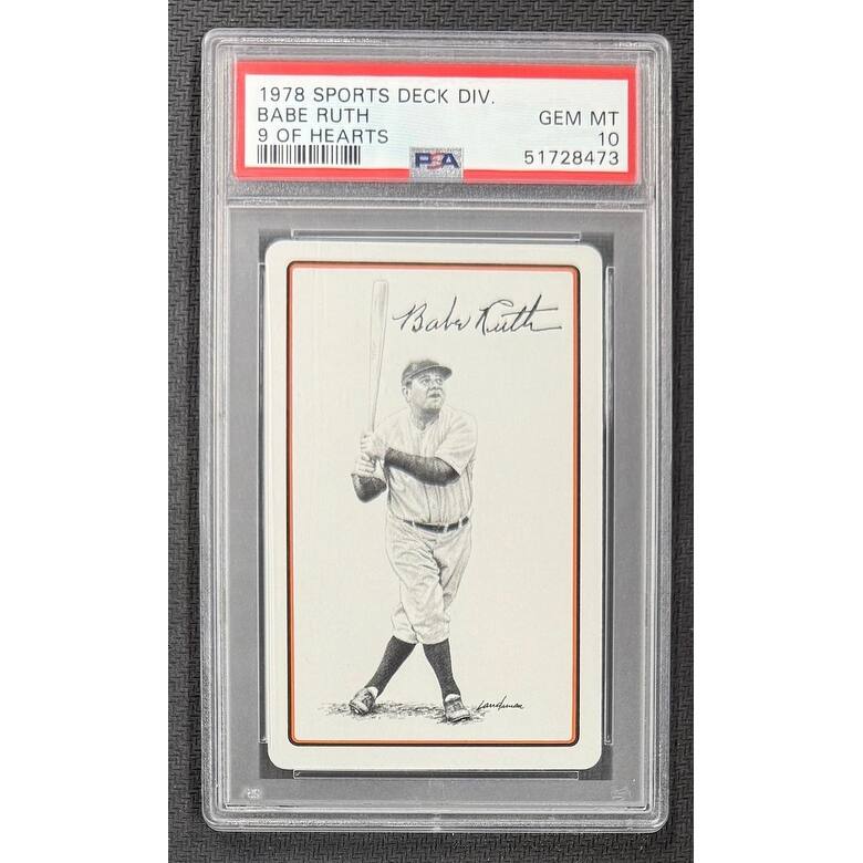 Babe Ruth 1978 Sports Deck 9 of Hearts Baseball Card Graded PSA 10 Cert # 51728473 - 8' x 11'