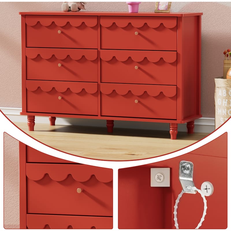 Whimsical Cloud Dresser with 6 Drawers Cute Kids Bedroom Storage