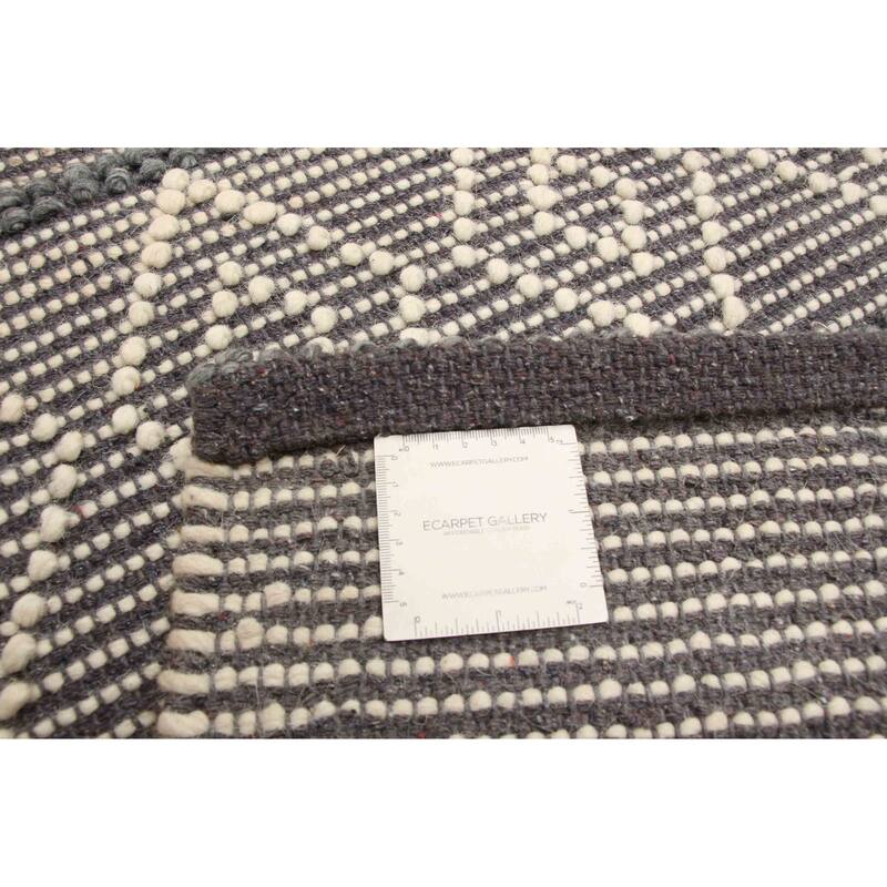 ECARPETGALLERY Braid weave Sienna Grey Wool Rug - 5'1 x 8'1