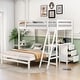 preview thumbnail 1 of 15, Separate Design Twin over Full Bunk Bed with Built-in Desk and 3 Drawers White