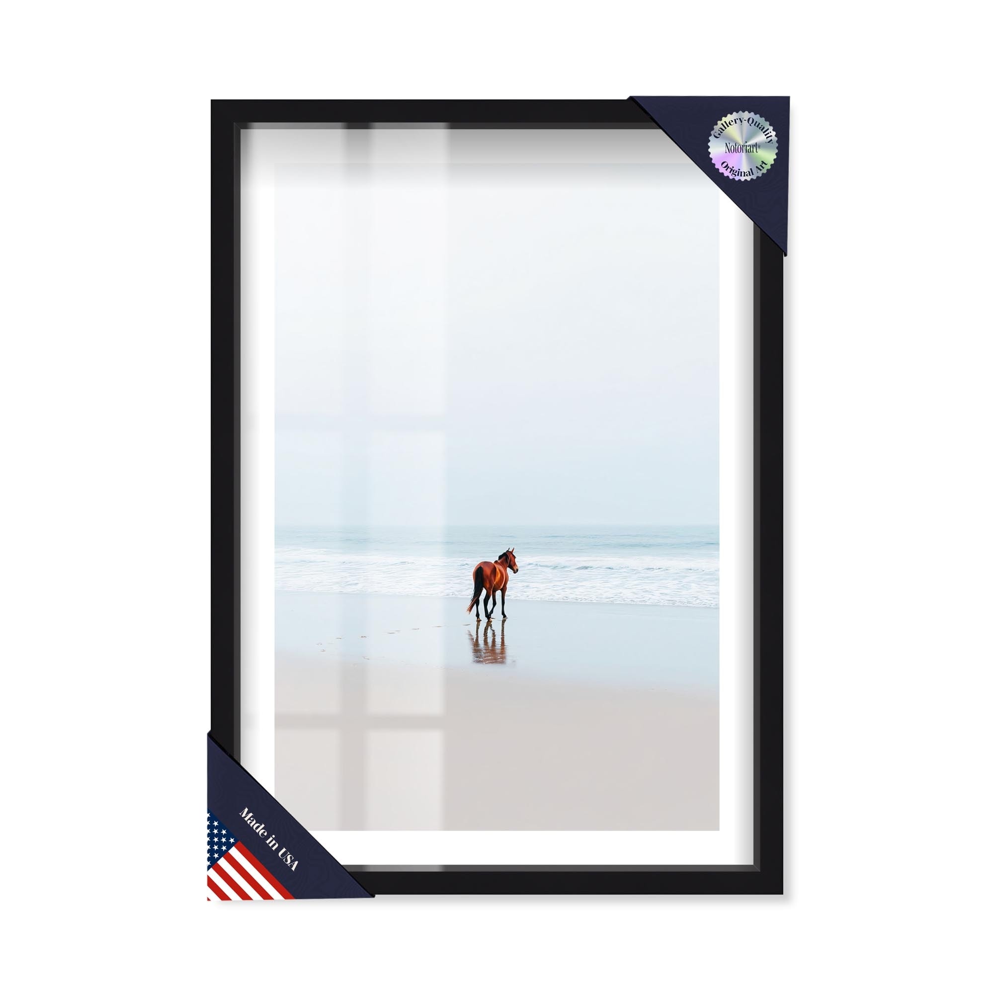 Brown Horse by the Sea Shadowbox Print by Notoriart