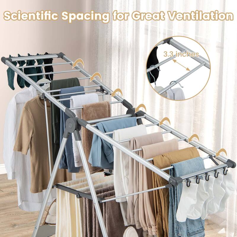 Costway 2-Layer Space-saving Aluminum Drying Rack Collapsible Clothes - See Details