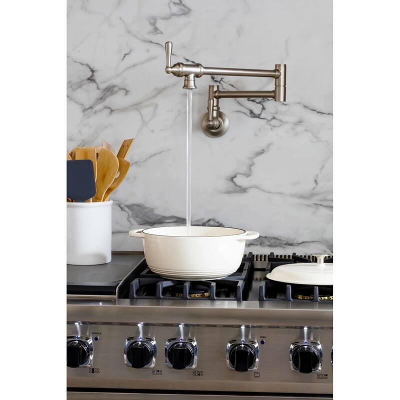 Moen Traditional Pot Filler Double Handle Wall Mount Kitchen Pot