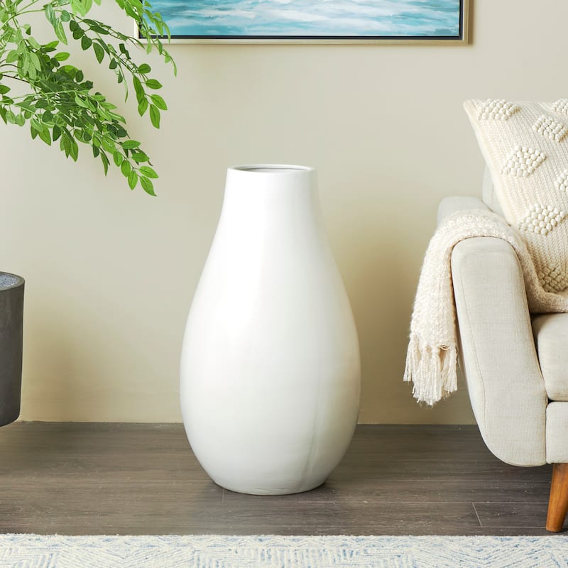 White or Black Ceramic Minimalistic Floor Vase - White