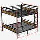 preview thumbnail 9 of 12, Queen over Queen Metal Bunk Bed, Industrial Detachable Bunkbeds with Safety Guard Rails for Teens, Black