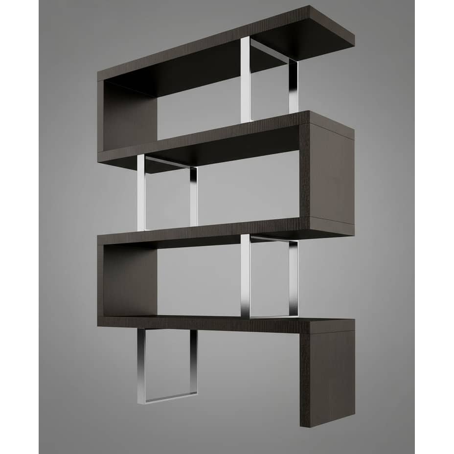 Cube Collection Oak Veneer Display Bookshelf with Metal Accents