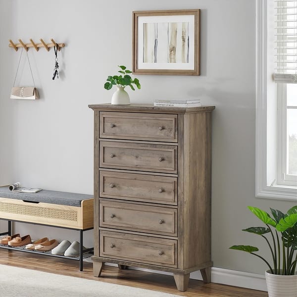 Dresser for Bedroom with 5 Drawers - Grey Dresser for Bedroom with 5 Drawers - Grey
