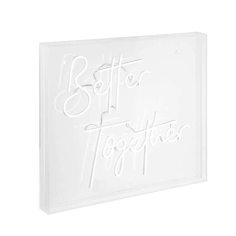 Better Together 23.63" X 20" Contemporary Glam Acrylic Box USB Operated LED Neon Light, White by JONATHAN Y - 23.63" X 20" - 23.63" X 20" - White